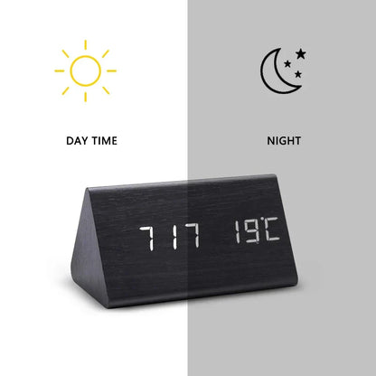 Minimalist Wooden Alarm Clock with LED Display for Modern Decor Calora
