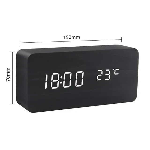 Minimalist Wooden Alarm Clock with LED Display for Modern Decor Calora