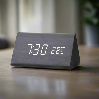 Minimalist Wooden Alarm Clock with LED Display for Modern Decor Calora