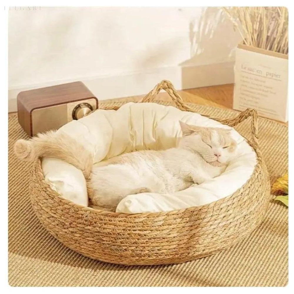 Ultra Soft Plush Cat Bed Nest Round Cozy Hideaway For Cats NALANI