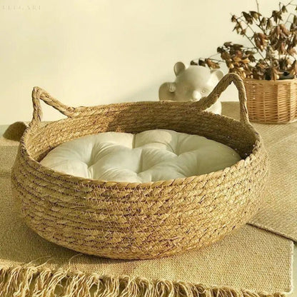 Ultra Soft Plush Cat Bed Nest Round Cozy Hideaway For Cats NALANI