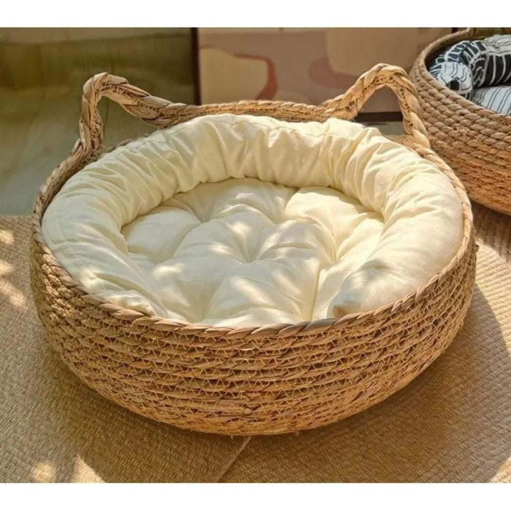 Ultra Soft Plush Cat Bed Nest Round Cozy Hideaway For Cats L (7.5-10KG) NALANI