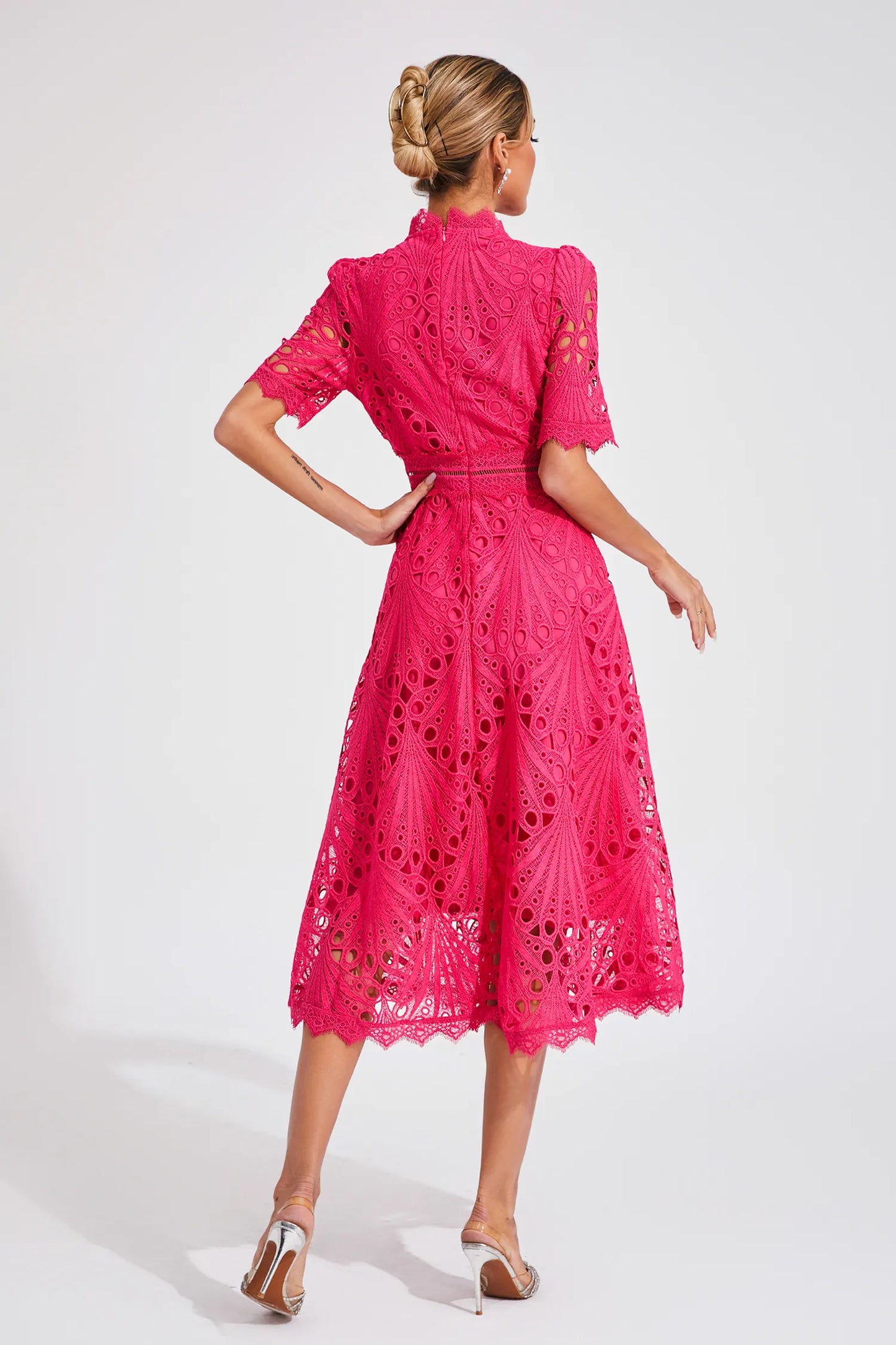 Liana | Elegant Lace Midi Dress For Women Wedding Guest Ready