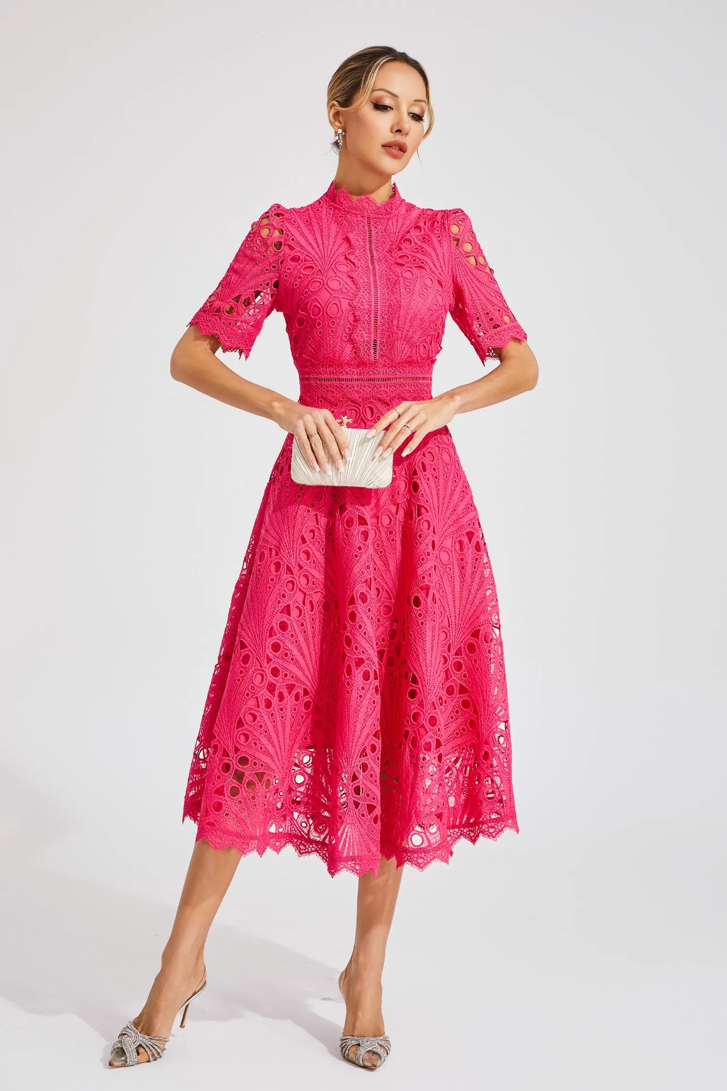 Liana | Elegant Lace Midi Dress For Women Wedding Guest Ready
