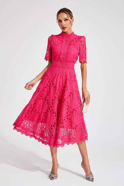 Liana | Elegant Lace Midi Dress For Women Wedding Guest Ready