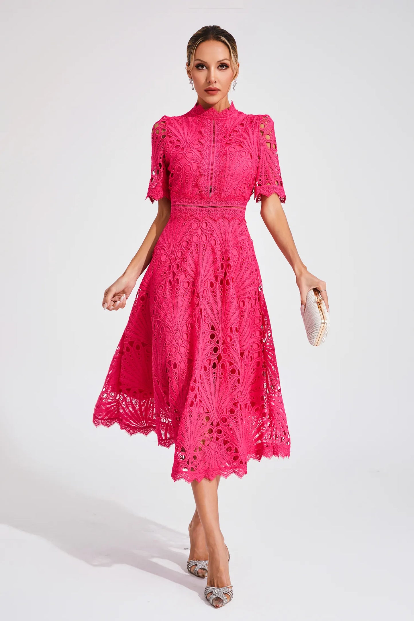 Liana | Elegant Lace Midi Dress For Women Wedding Guest Ready