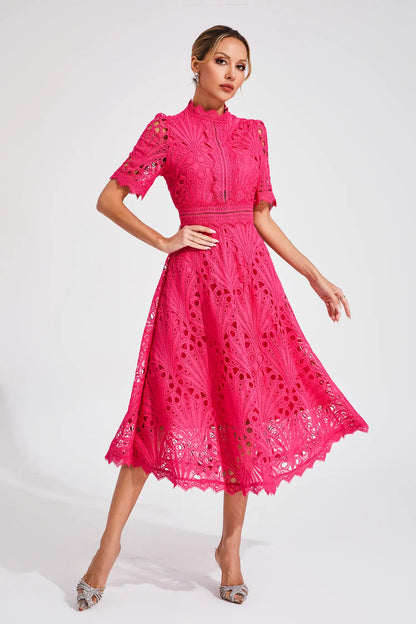 Liana | Elegant Lace Midi Dress For Women Wedding Guest Ready