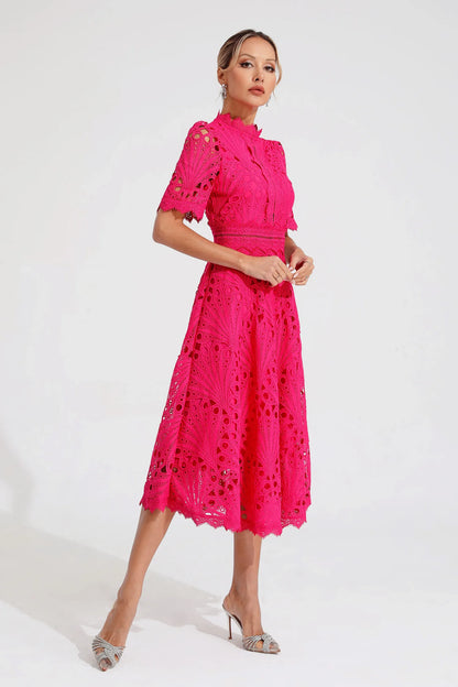 Liana | Elegant Lace Midi Dress For Women Wedding Guest Ready
