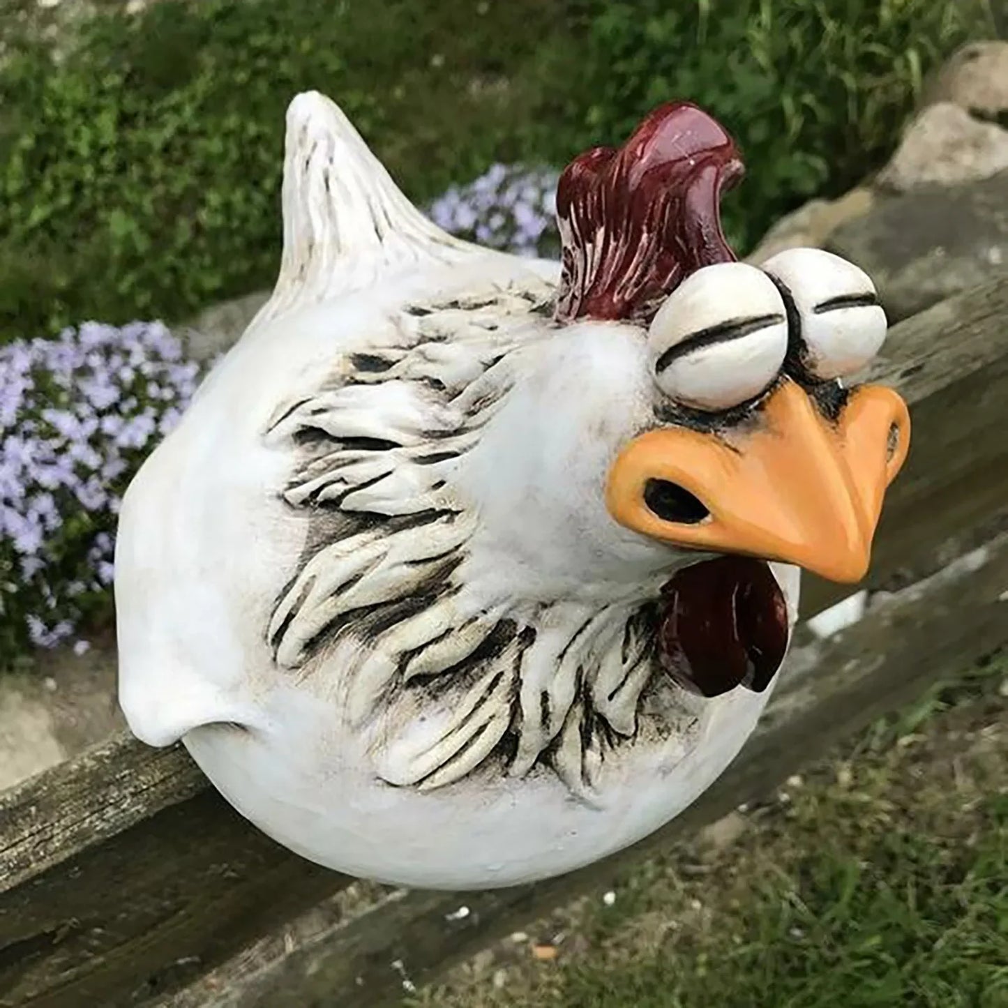 Funny Chicken Fence Decor Resin Garden Sculpture for Home Decoration Cluck Norris NaLani