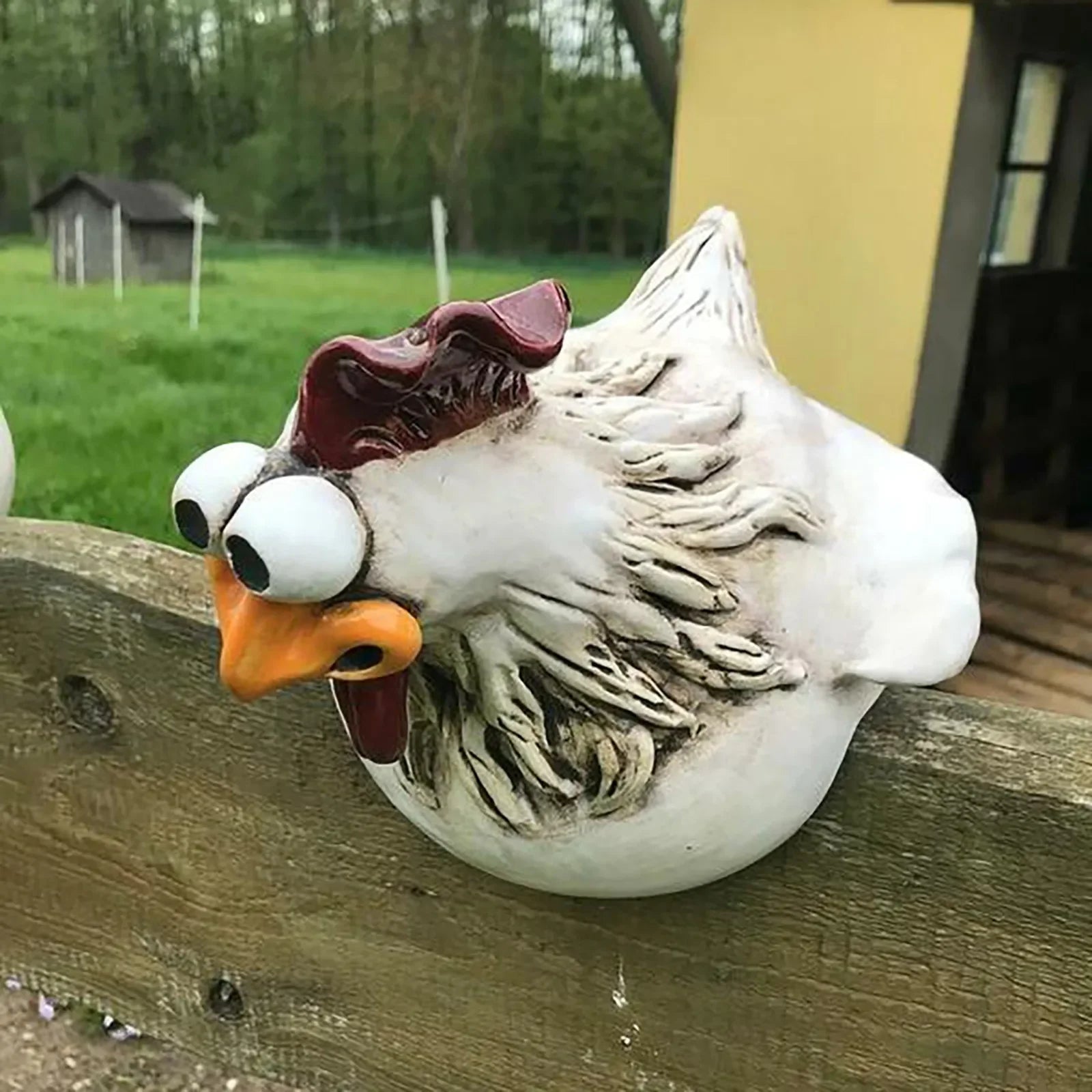 Funny Chicken Fence Decor Resin Garden Sculpture for Home Decoration NaLani