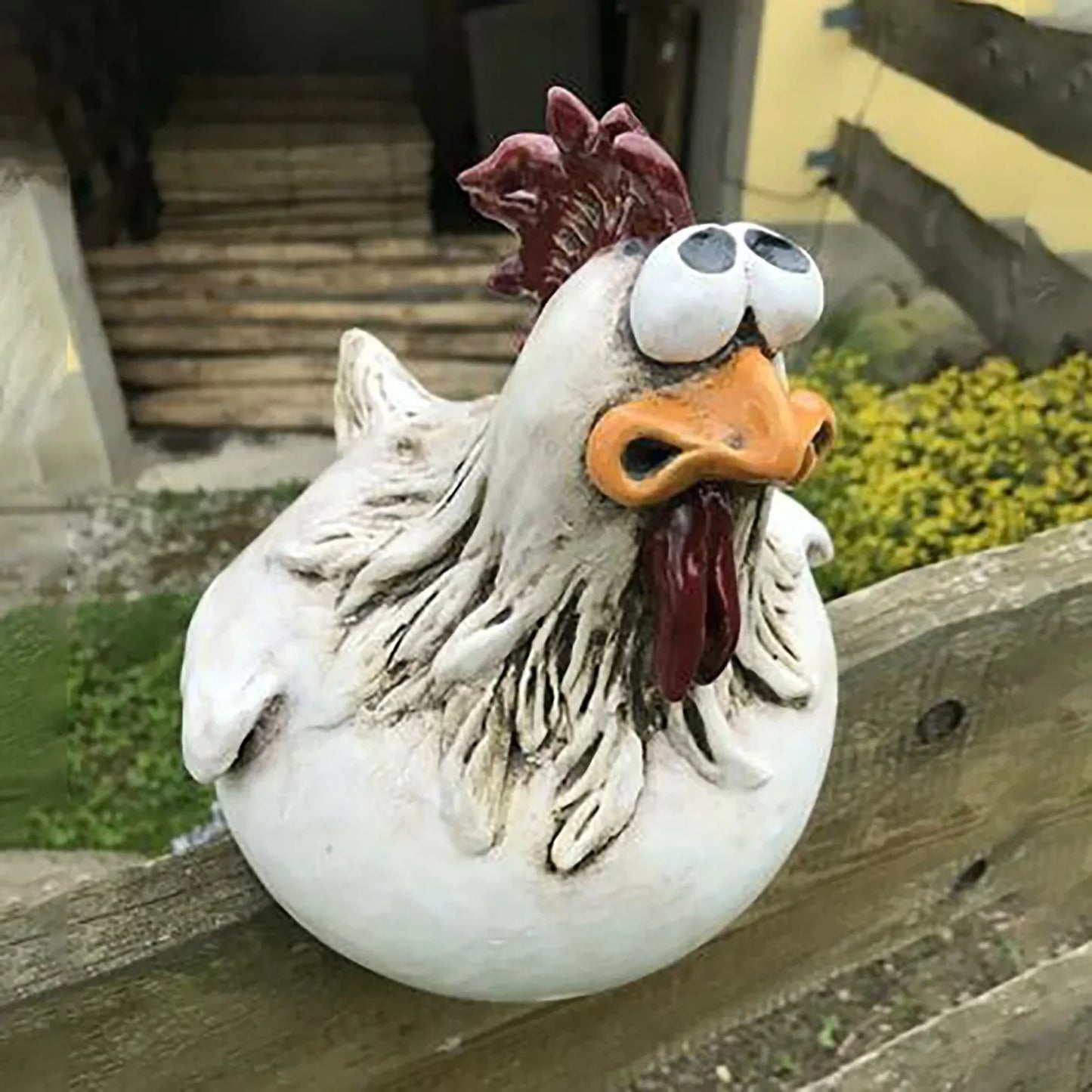 Funny Chicken Fence Decor Resin Garden Sculpture for Home Decoration Eggwardo da Vinci NaLani