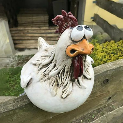 Funny Chicken Fence Decor Resin Garden Sculpture for Home Decoration Eggwardo da Vinci NaLani