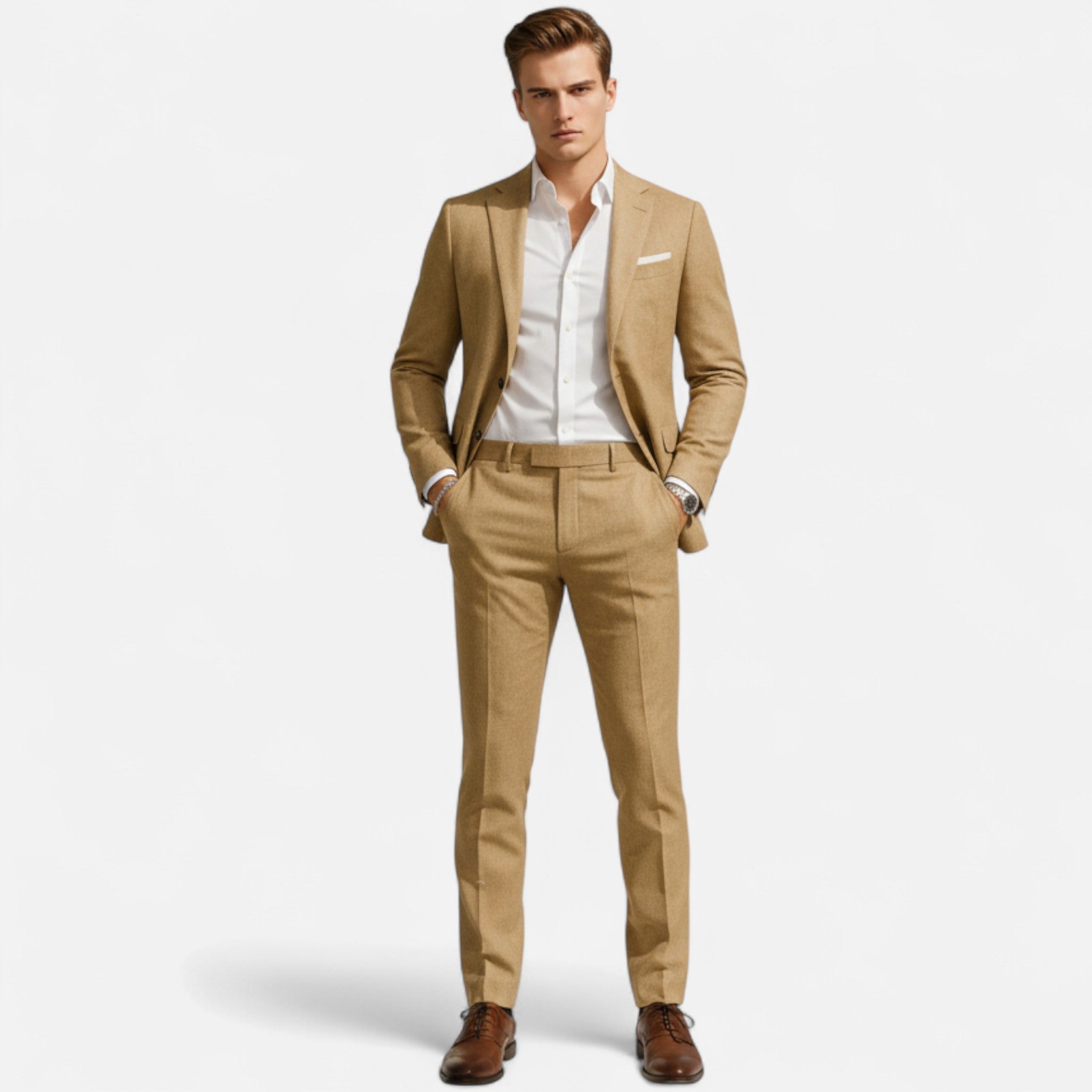 Men's Linen Suit - 2-Piece Classic Summer Casual Suit