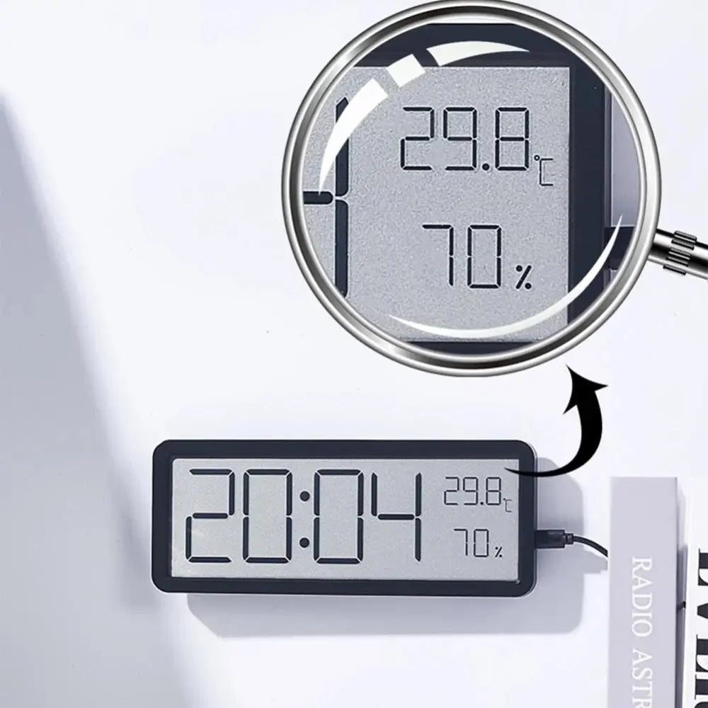 Digital LED Wall Clock With Temperature And Humidity NALANI