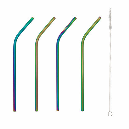 Eco Friendly Matte Metal Straws Set Reusable Kitchen Rainbow NALANI
