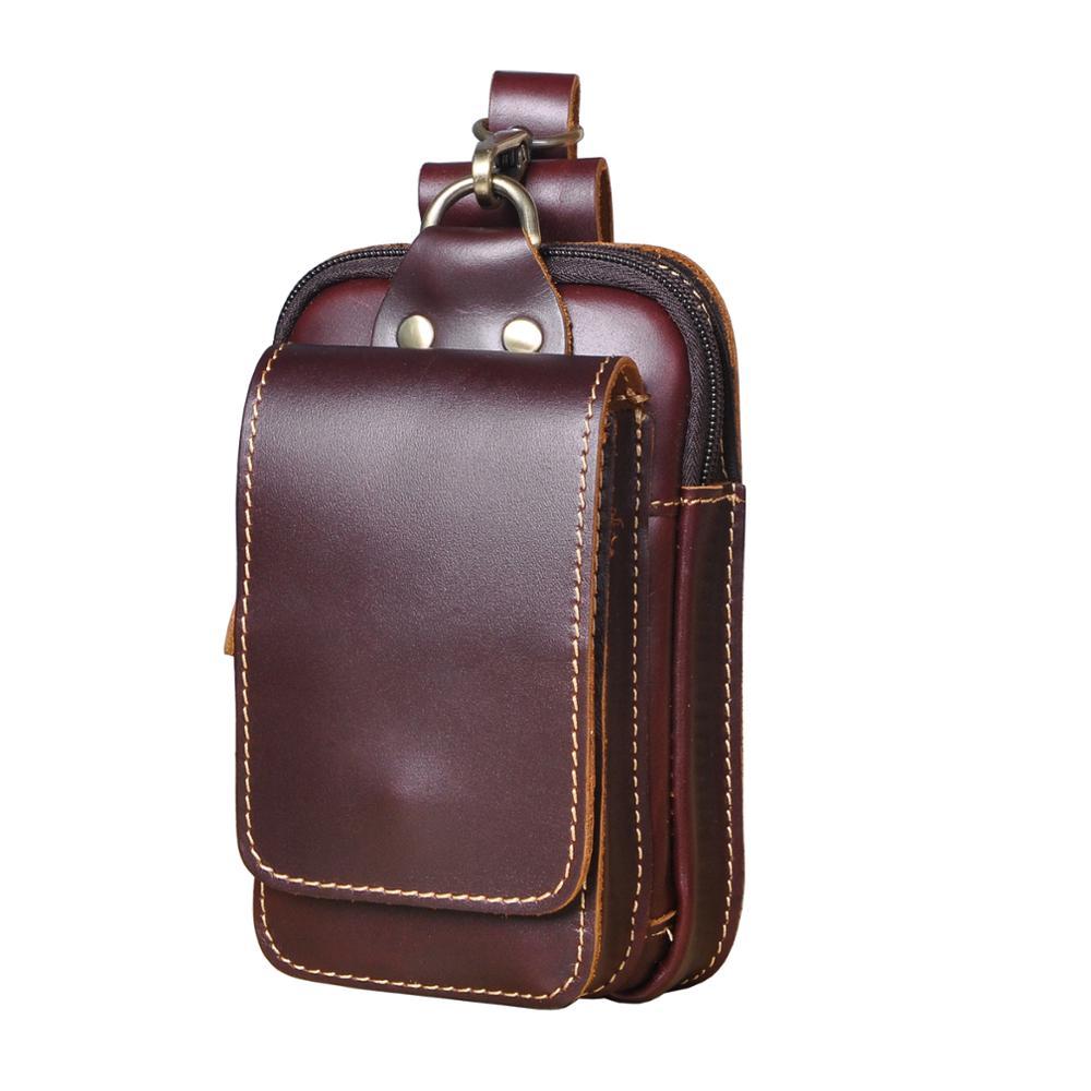 Real Leather Mens Waist Bag With Zipper Front Pocket NALANI