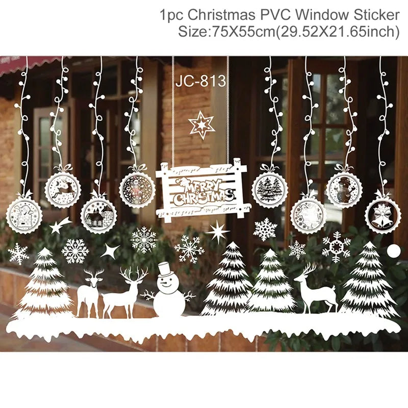 Christmas Wall Window Stickers For Home Decor Xmas Ornaments 2025