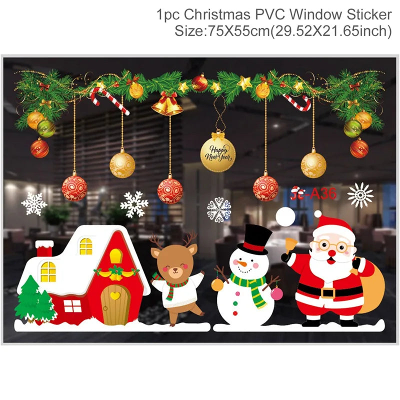 Christmas Wall Window Stickers For Home Decor Xmas Ornaments 2025