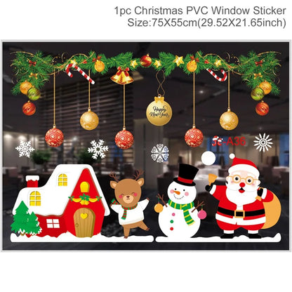 Christmas Wall Window Stickers For Home Decor Xmas Ornaments 2025