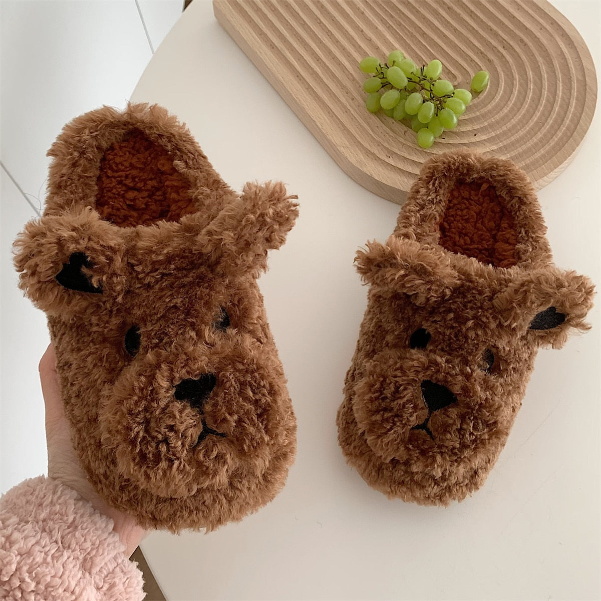 Fluffy Animal Slippers For Home All Ages Non Slip Sole Bear NALANI
