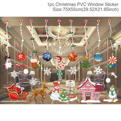 Christmas Wall Window Stickers For Home Decor Xmas Ornaments 2025