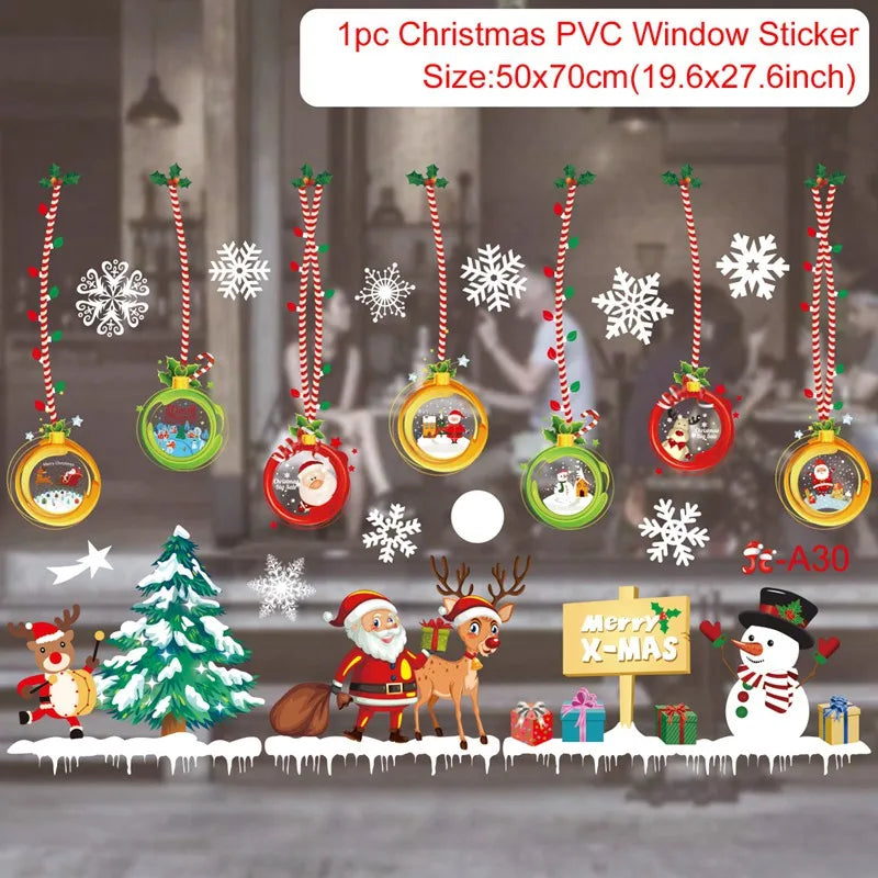Christmas Wall Window Stickers For Home Decor Xmas Ornaments 2025