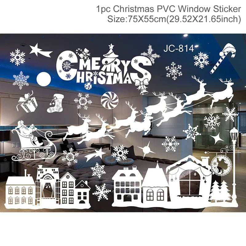 Christmas Wall Window Stickers For Home Decor Xmas Ornaments 2025