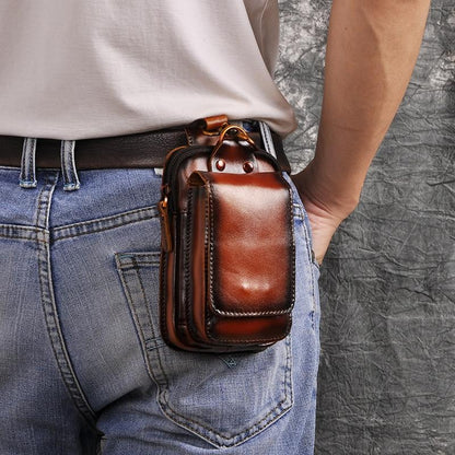 Real Leather Mens Waist Bag With Zipper Front Pocket NALANI