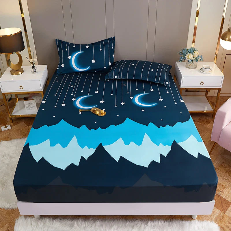 Moon Print Fitted Sheet With Elastic Corners Polyester NALANI