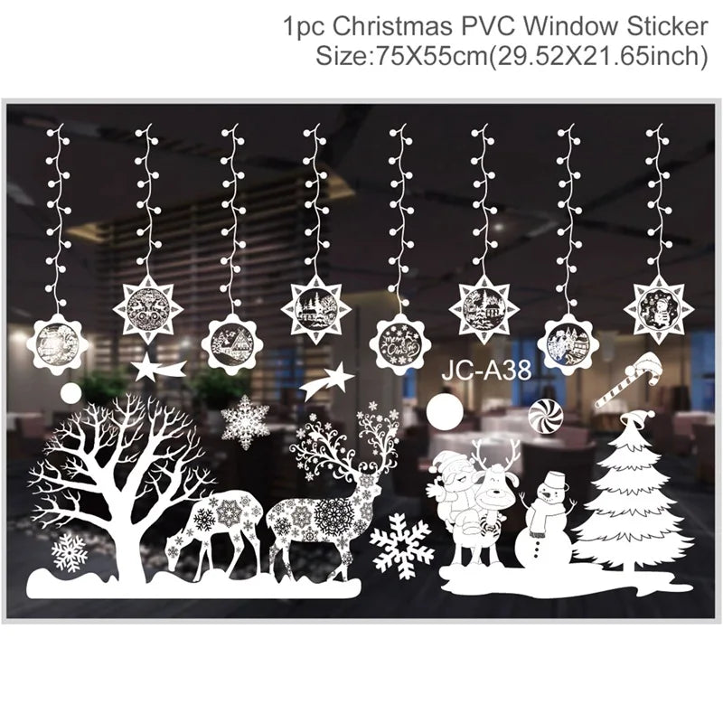 Christmas Wall Window Stickers For Home Decor Xmas Ornaments 2025