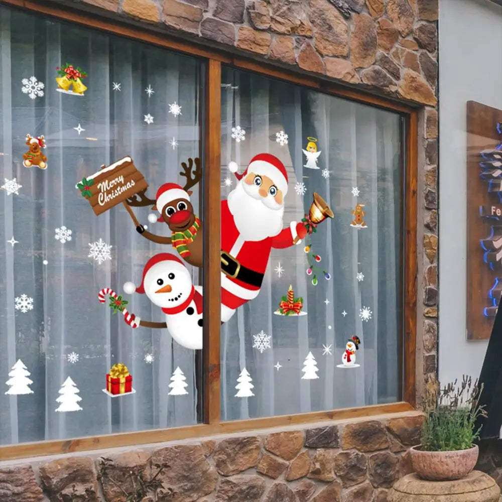 Christmas Wall Window Stickers For Home Decor Xmas Ornaments 2025