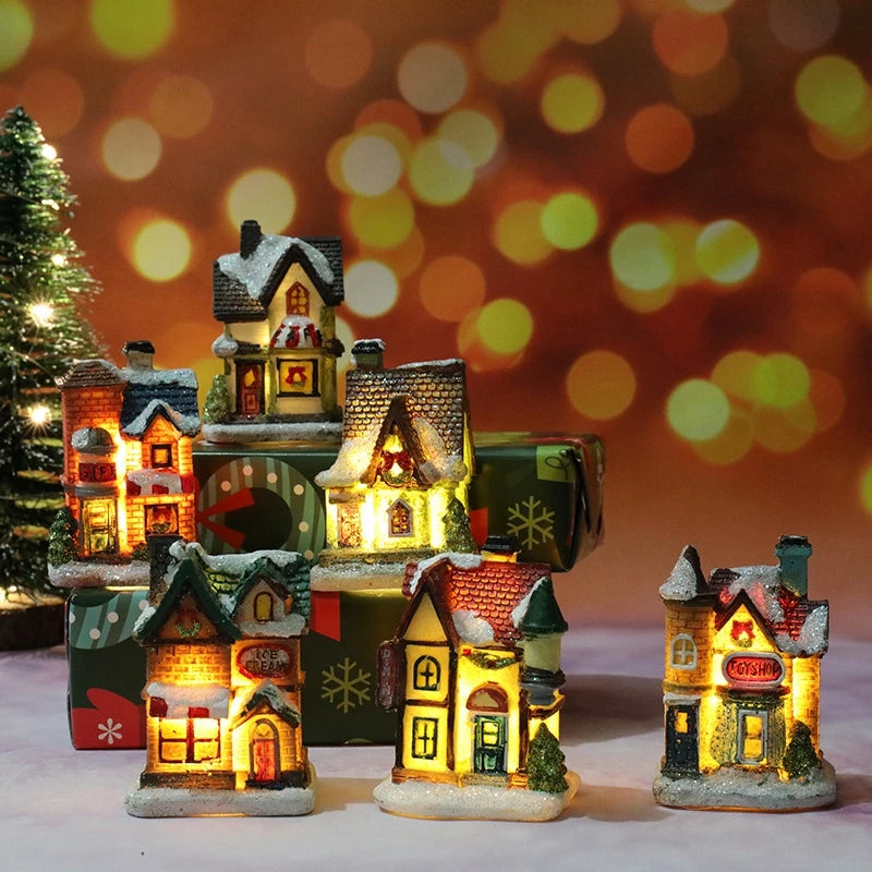 Christmas Night Light Resin Ornament Battery Powered Home Decor
