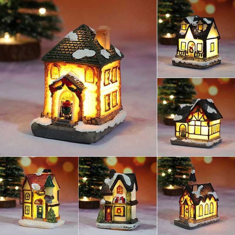 Christmas Night Light Resin Ornament Battery Powered Home Decor