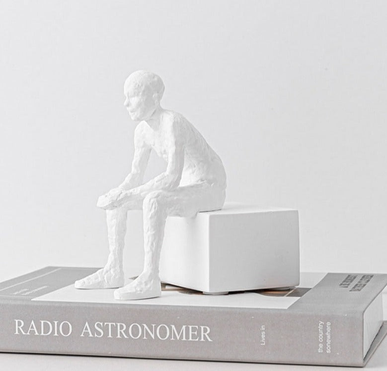 Modern Abstract Sitting Sculpture for Artistic Home Décor White NaLani