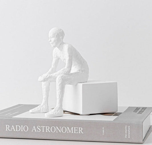 Modern Abstract Sitting Sculpture for Artistic Home Décor White NaLani