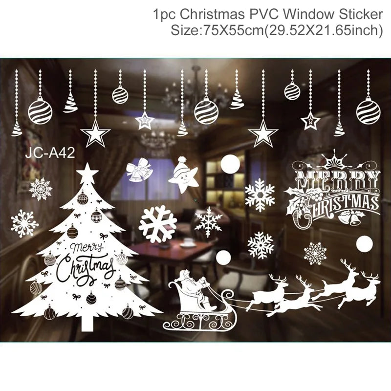 Christmas Wall Window Stickers For Home Decor Xmas Ornaments 2025