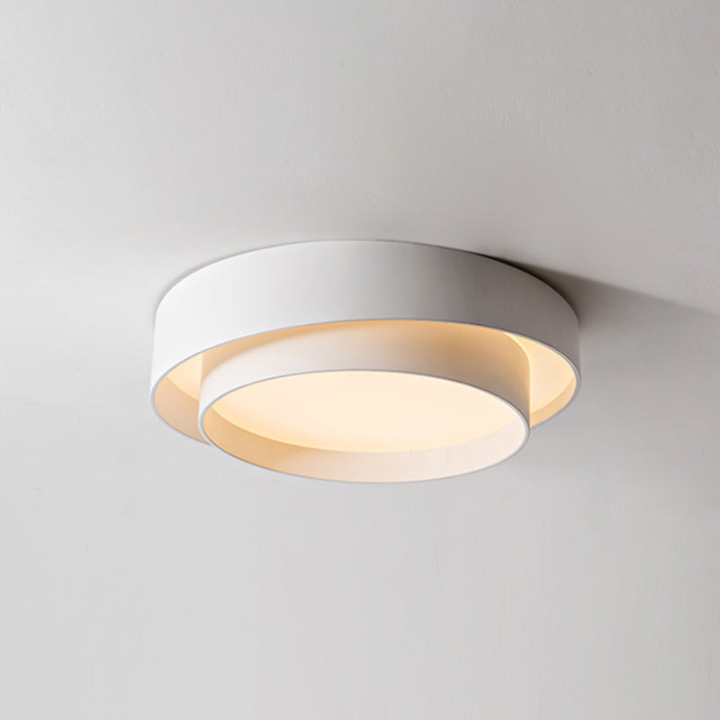 White Metal Circular Flush Mount Ceiling Lamp LED Nordic Style White 16" NaLani