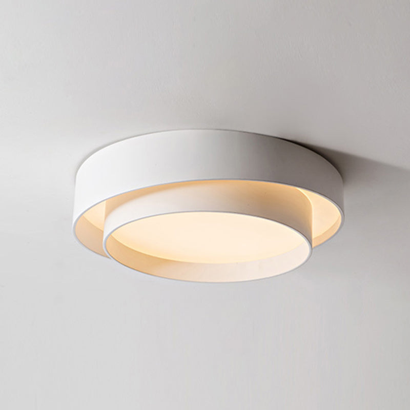 White Metal Circular Flush Mount Ceiling Lamp LED Nordic Style White 23.5" NaLani
