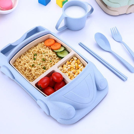 Kids Car Shaped Lunchbox With Multiple Food Compartments Blue NALANI