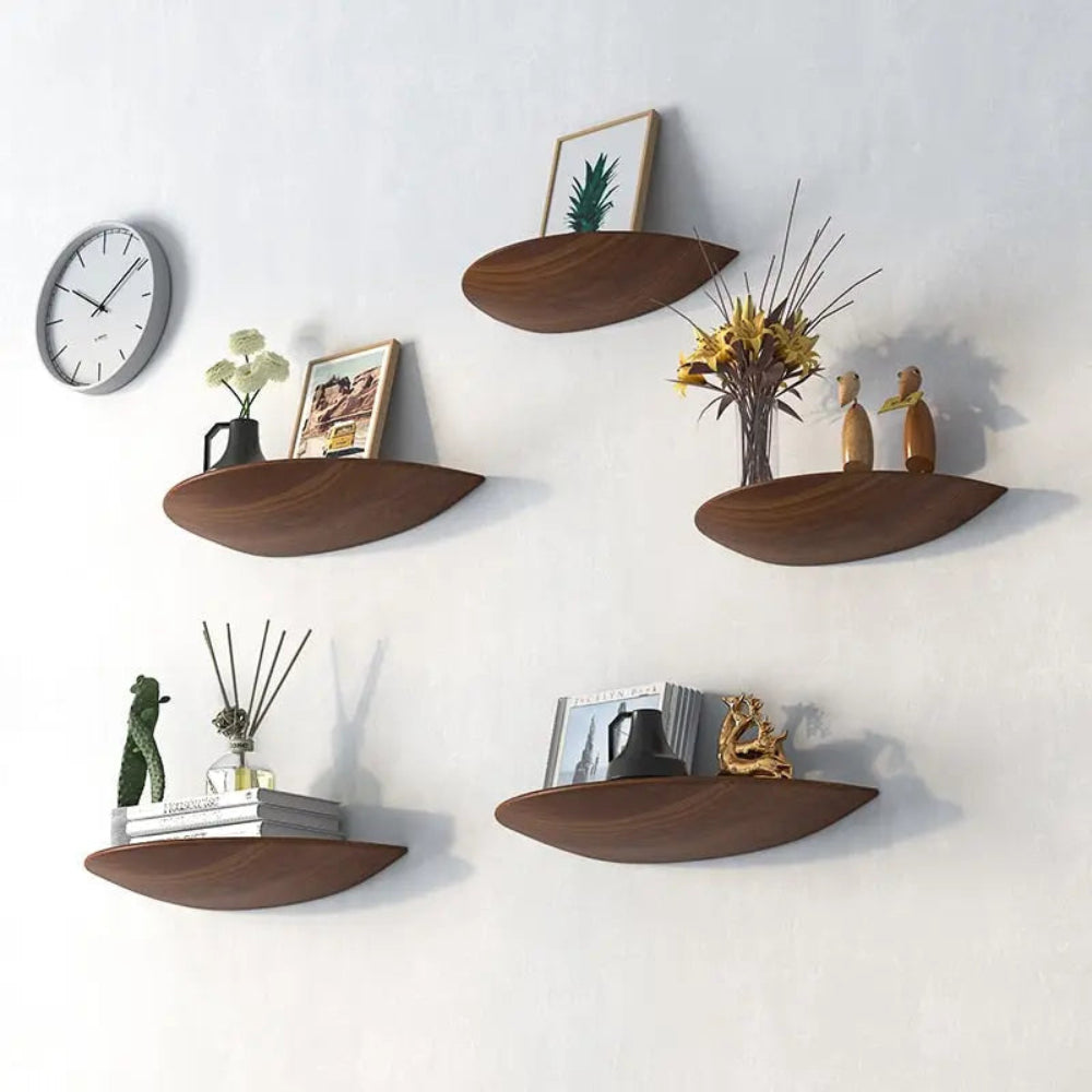 Half Moon Wood Wall Shelf Curved Modern Decorative Shelf NALANI