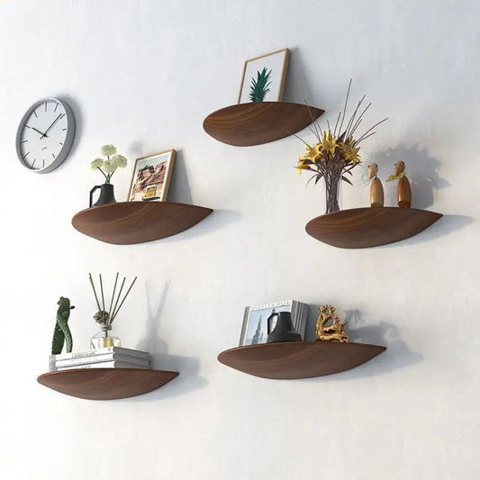 Half Moon Wood Wall Shelf Curved Modern Decorative Shelf NALANI