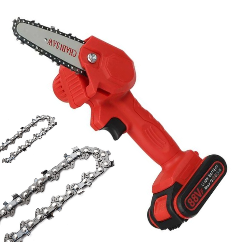 Tronix - Cordless Electric Chainsaw For Pruning And Tree Cutting Orange 2 chains NALANI