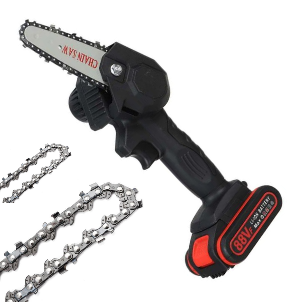 Tronix - Cordless Electric Chainsaw For Pruning And Tree Cutting Black 2 chains NALANI