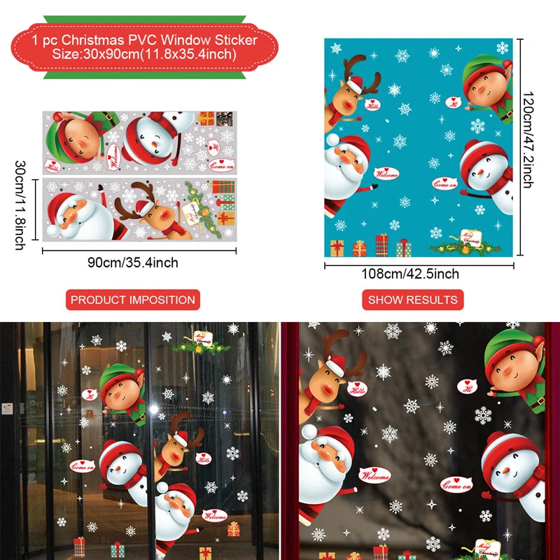 Christmas Wall Window Stickers For Home Decor Xmas Ornaments 2025