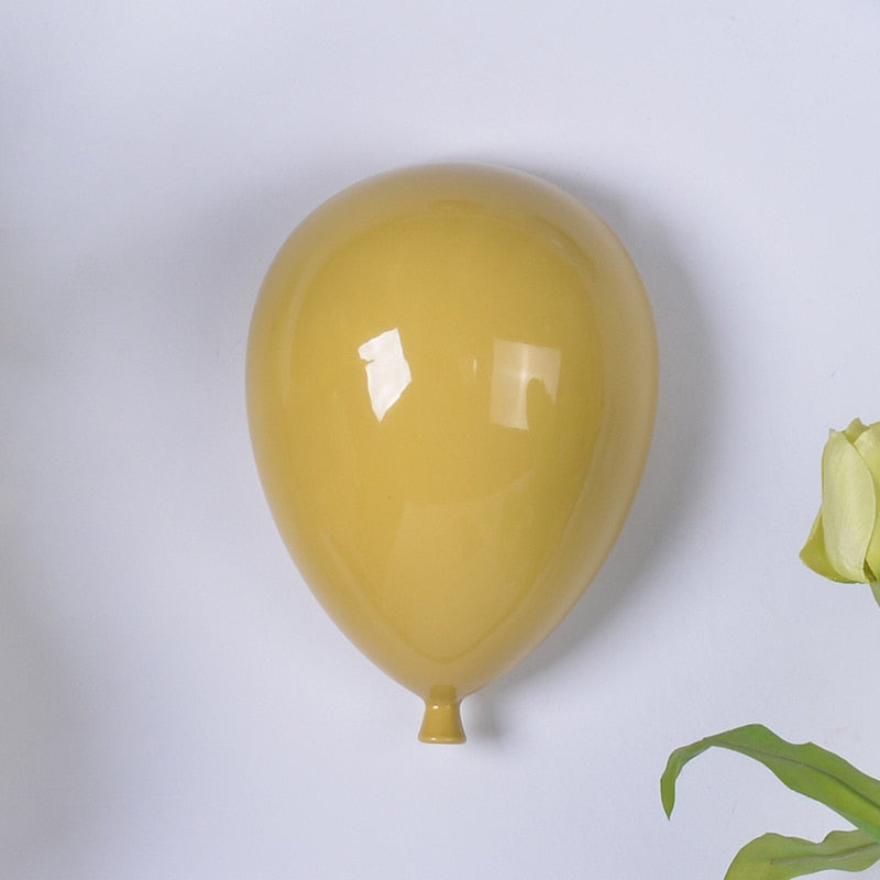 Ceramic Balloon Wall Decor for Whimsical Home Elegance Yellow 20.5x15x9cm Ceramics NALANI