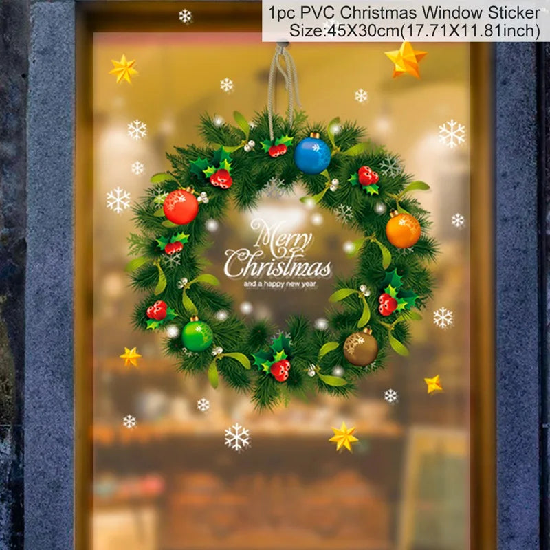 Christmas Wall Window Stickers For Home Decor Xmas Ornaments 2025