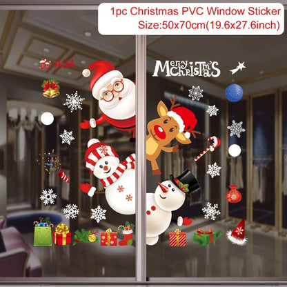 Christmas Wall Window Stickers For Home Decor Xmas Ornaments 2025