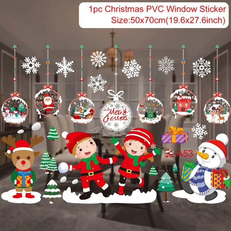 Christmas Wall Window Stickers For Home Decor Xmas Ornaments 2025