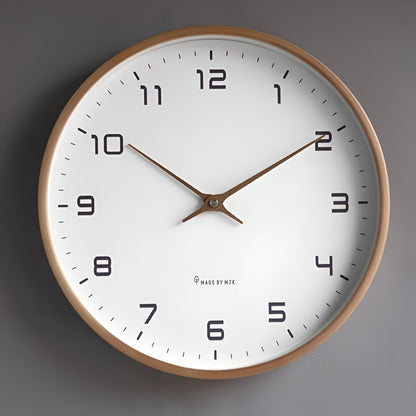 Scandinavian Round Wooden Wall Clock with Minimalist Design Brown NALANI
