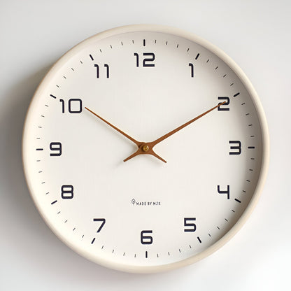 Scandinavian Round Wooden Wall Clock with Minimalist Design Beige NALANI
